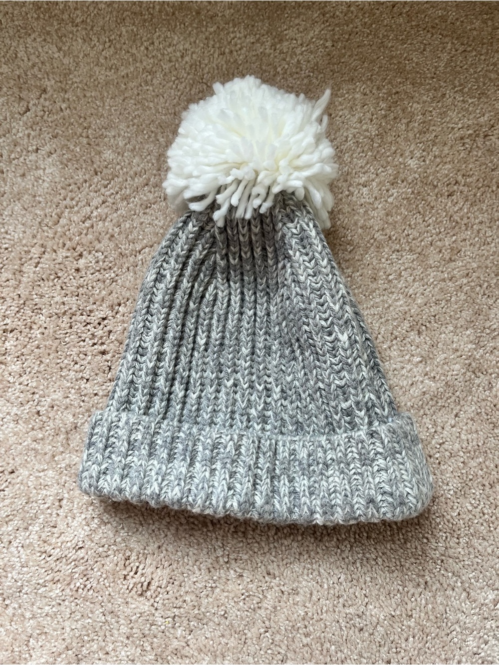 J. Crew Grey Knit Pom-Pom Beanie